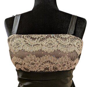 Women's Cocktail Dress 6 Petite Gold and Black Empire waist